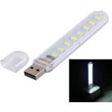👉 Nachtlamp wit active 3W 8 LED's 5730 SMD USB LED-boeklamp Draagbare nachtlamp, DC 5V (wit licht)