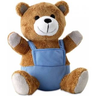 👉 Knuffel beer active blauw Zachte knuffelbeer met pakje aan