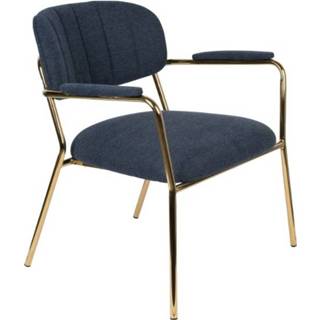 👉 Loungestoel blauw goud metaal active Meer Design Jolien Arm Gold/Dark Blue 8718548053267