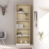 👉 Boekenkast wit eiken steigerhout beige Vidaxl Met 5 Schappen 60x24x175 Cm Spaanplaat En 8719883869346