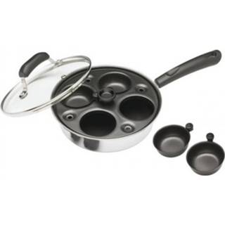 👉 Carbon zwart Kitchencraft Ei Pocheerder / Pocheerpan, 4 Cup - Kitchen Craft 5028250143051
