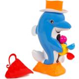 👉 Blauw wit kunststof Toys Amsterdam Badspeelgoed Spuitende Dolfijn 28 Cm Blauw/wit 8719817836598