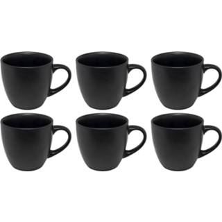 👉 Koffiemok zwart keramiek Studio Tavola Koffiemokken Black Tie 18 Cl - 6 Stuks 8712442680963