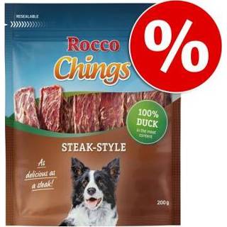 👉 Hondensnack 200g Chings Steak Style Eend Rocco Hondensnacks 4062911006850