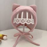 👉 Hoed roze katoen active baby's MZ9853 Baby Cartoon Animal Ears Shape Skullcap Warm te houden en winddichte hoed, Maat: geschikt voor 0-12 maanden, Stijl: dubbele oren (roze)