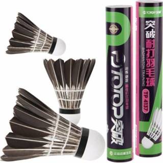 👉 Ganzenveertje zwart active PTOTOP TP4137 12 in 1 Ganzenveren Materiaal Professionele Wedstrijd Training Badminton