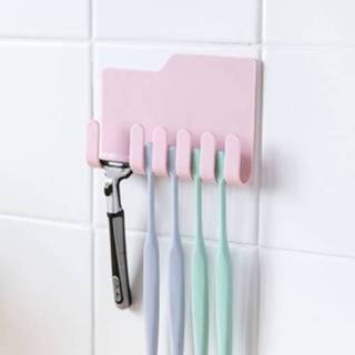 👉 Tandenborstelhouder roze active 2 STUKS Multifunctionele Muur Opknoping Stickers Woonkamer Paraplu Oplaadrek Scheerrek (Roze)