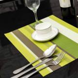 Eettafel groen PVC active mannen 2 STKS Keuken Placemat Servetten Hittebestendig Streep Mat Placemats Manteles Kleedjes Onderzetter Cup Pad (Groen)