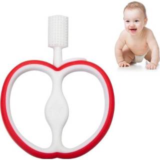 👉 Tandenborstel rood siliconen active baby's Baby Apple-vormige (rood)