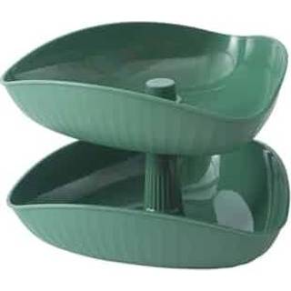 👉 Schotel groen active Groentewassen Afvoermand Gespleten rooster Roterende multi-layer Hot Pot Dubbele lade (groen)