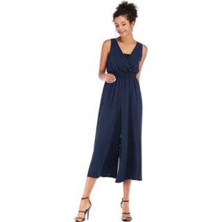 👉 Jumpsuit koningsblauw l active vrouwen Zomer Effen Kleur V-hals Taille Losse Broek Enkellange voor Dames, met Tube Top (Kleur: Maat: L)