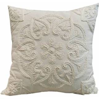 👉 Kussenhoes wit active van katoenen koord met borduurwerk zonder kern, afmeting: 50x50cm (wit)