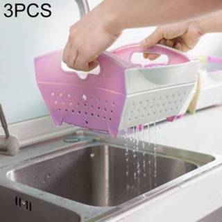 👉 Opbergmand paars plastic active 3 STUKS Opvouwbare voor Groente en Fruit Multifunctionele Afvoermand, Afmetingen: 23,9 x 21,3 15,5 cm (Paars)