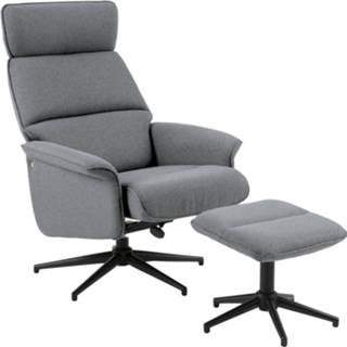 👉 Relaxfauteuil grijs stof 24designs Ashton Verstelbare Relax Fauteuil + Hocker - B74 X D111 H102 Cm 8720289852276