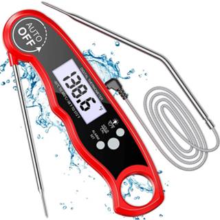 👉 Digitale thermometer rood Brauch Tp900 Voor Keuken, Koken, Voedsel Melk, Vlees, Bbq, Water, Thee Binnen En Buiten, 8720143591303