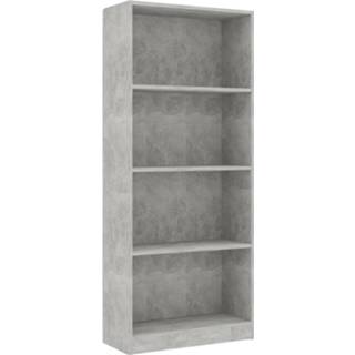 👉 Boekenkast steigerhout grijs Vidaxl Met 4 Schappen 60x24x142 Cm Spaanplaat Betongrijs 8719883869247