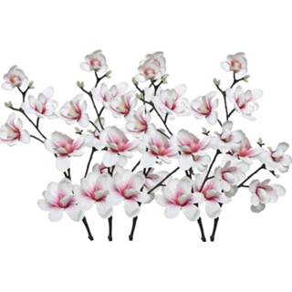 👉 Kunstplant witte roze kunststof wit 5x Witte/roze Magnolia/beverboom Kunsttakken Kunstplanten 100 Cm - Kunstplanten/kunsttakken Kunstbloemen Boeketten 8720147453041