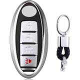 👉 Schaal zilver active Galvaniserende TPU autosleutelhoes met enkele en sleutelring voor NISSAN Sylphy / X-Trail Qashqai Teana Tiida Bluebird Kicks Sunny (zilver)