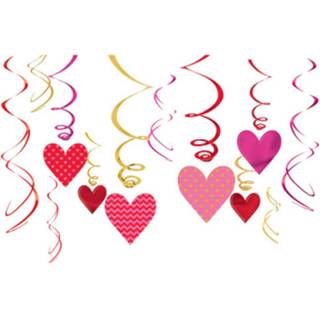 👉 Folie roze rood Amscan Feestlinten Swirl Valentine 61 Cm 12-delig 13051602239