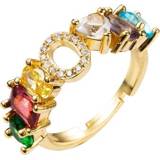 👉 Letterring active Koperen 18K Micro Ingelegd Zirkoon Engelse Letter Ring Hip Hop Style Open (O)