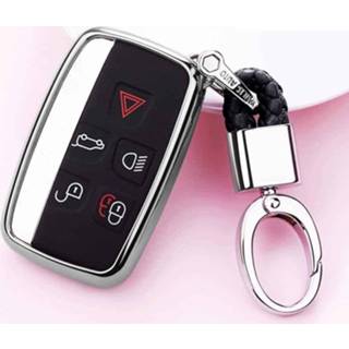 👉 Schaal zilver active Galvaniserende TPU autosleutelhoes met enkele en sleutelring voor LAND ROVER Aurora / Discover God Range Rover&JAGUAR (zilver)