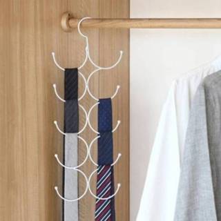 👉 Sjaal wit active Multi-cirkel haak hangende riem stropdas hanger rek, afmeting: 50,5x20,5cm (wit)
