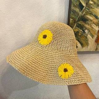 👉 Zonnehoedje beige m active vrouwen Dames zomer madeliefjes patroon zonnehoed strand zonnebrandcrème grote hoed strohoed, maat: (56-58cm) (beige)