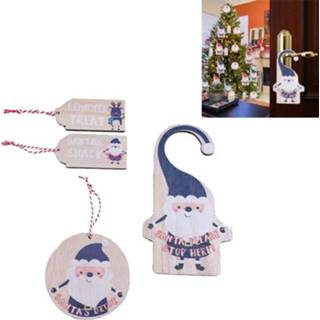 👉 Ornament blauw houten active 2 sets kerst ornamenten deur hangende kerstboom handvat decoratie hanger (blauw)