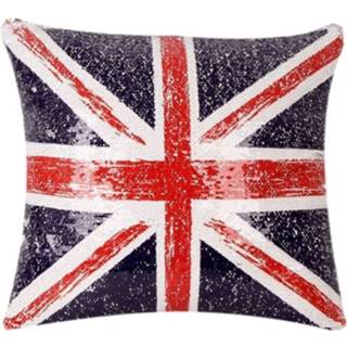 👉 Vlag active Sequin Britse patroon decoratieve kussenhoezen Omkeerbare kussensloop, afmetingen: 40 cm x