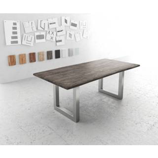 👉 Eettafel platina roestvrijstalen DELIFE Edge 200x100 acacia roestvrijstaal breed Live-Edge 4250809394237