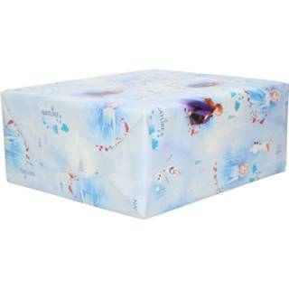 👉 Inpakpapier 1x Rollen inpakpapier/cadeaupapier Disney Frozen Elza/Olaf/Anna blauw 200 x 70 cm