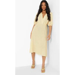 👉 Petite Geweven Bloemenprint Midaxi Jurk, Yellow