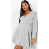 Plus Jersey Wikkel Skater Jurk, Grey Marl