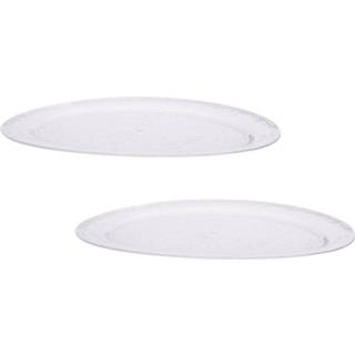 👉 Serveerschaal wit kunststof transparant Set Van 2x Stuks Serveer Schaal/schalen Ovaal 50 X 35 Cm - Snacks En Hapjes Serveren 8720276347716