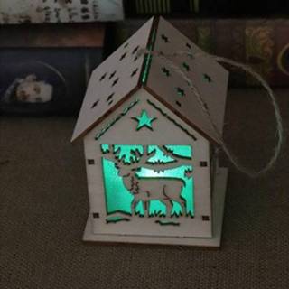 👉 Ornament houten active Kerst Lichtgevend Huis Kerstboomversieringen Hangende Ornamenten DIY Cadeau Raamdecoratie, Stijl: Kleine Elk