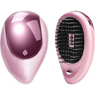 👉 Borstel roze active Draagbare elektrische haar ionische stijltang negatieve ionen kam antistatische massage mini steil (roze)
