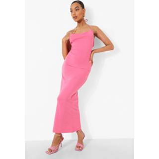 👉 Maxi Jurk Met Bandjes, Waterval Hals En Rug Strik, Hot Pink