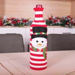 👉 Kerstversiering active 2 STKS Gebreide Trui Wijnfles Cover Hotel Thuis Eettafel Benodigdheden (Sneeuwpop)