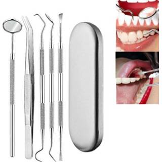 Gereedschapset zilveren staal active 6 in 1 doos roestvrij tandheelkundige gereedschappen zorg tandsteen gereedschap tandarts gereedschapsset