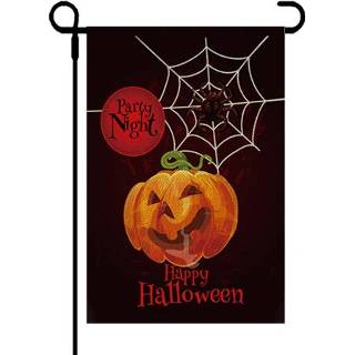 👉 Vlag linnen active 4 STUKS Dubbelzijdig Halloween Tuin Decoratieve (GF207-3 Pompoen Spin)