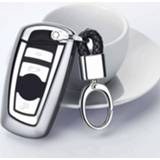 👉 Schaal zilver active Galvaniserende TPU autosleutelbehuizing met enkele sleutelring voor BMW 3-serie / 5-serie (zilver)