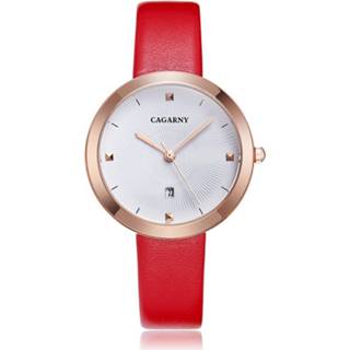 👉 Stalen band rood goud active CAGARNY 6871 Fashion Life Waterproof Gold Shell quartz horloge (rood)