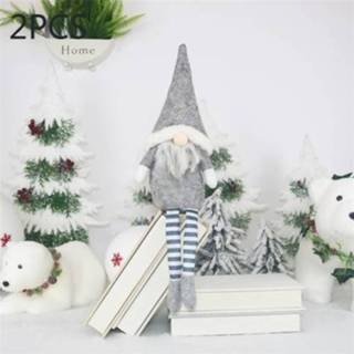 👉 Ornament grijs active 2 STUKS CX20218 Anonieme langbenige zittende poppenraam Kerstdecoratie (grijs)