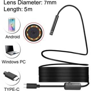 👉 Endoscoop active USB-C / Type-C waterdichte IP67 snake tube inspectiecamera met 8 LED&USB-adapter, lengte: 5m, lensdiameter: 7mm
