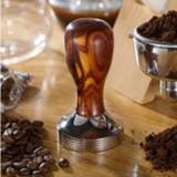 👉 Handvat rood houten active Roestvrijstalen massief handgreep Geïntegreerd koffiepoeder, specificatie: 57,5 mm, kleur: sandelhouten