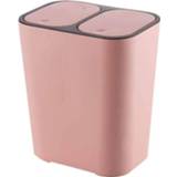 👉 Vuilnisemmer roze plastic active tassen Huishoudelijk kantoor Keuken Push-type Nat en droog Classificatie Dubbel vat vuilnisbak met veerafdekking Lip (roze)