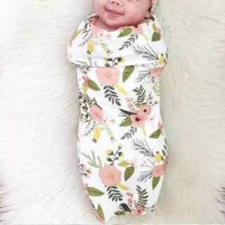 👉 Babyslaapzak active baby's Pasgeboren inbakeren met hoofdband, maat: 65x28cm (bloemen)