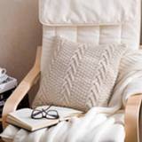 👉 Kussenslop beige wol active Home Gebreide Kussensloop, Kleur: Beige, Afmeting: 45 x cm