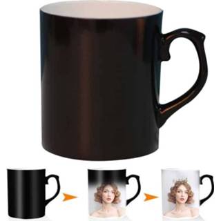 👉 Beker zwart keramische active Creatief geschenk Persoonlijkheid Thermische overdracht Magische Kleurverandering theekop oorhandvat Scrub