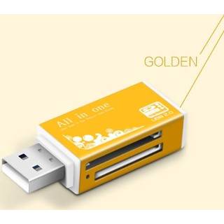 👉 USB stick goud active Multi in 1 SD-geheugenkaartlezer voor Memory Pro Duo Micro SD, TF, M2, MMC, SDHC MS-kaart (goud)